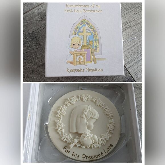 Precious Moments First communion remembrance keepsake medallion Ornament - Picture 1 of 8